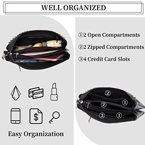 VASCHY Black Crossbody Evening Clutch Purse with Studs