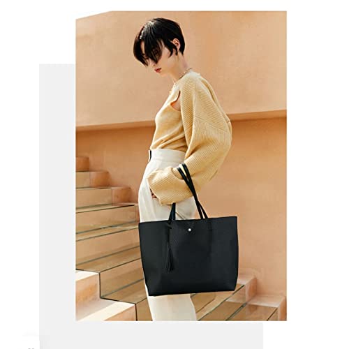 LIRENSHIGE Black PU Leather Designer Handbag