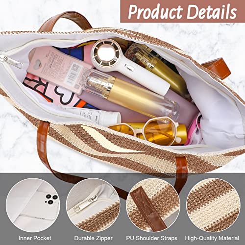 Bohemian Summer Bag for Women - Large Straw Shoulder Tote