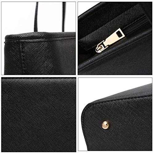 Black Leather Style Large Tote Handbag for Women
