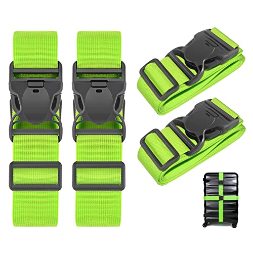 BILIONE 4 Pcs Luggage Straps, Adjustable Suitcase Belts