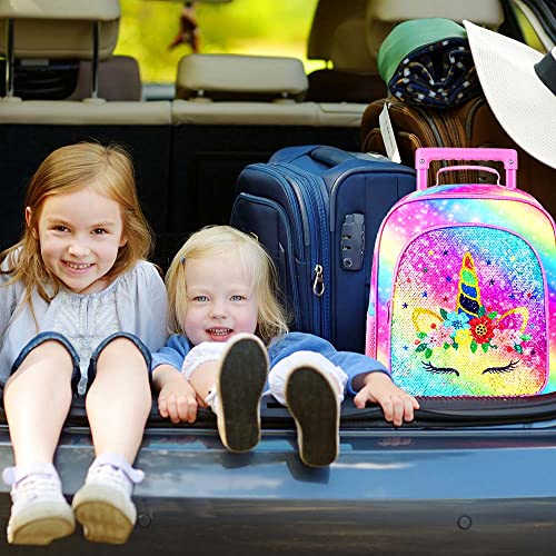 Kids Luggage for Girls, Cute Unicorn Rolling Wheels Suitcase for Toddler Children