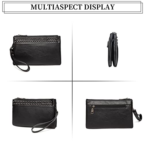 VASCHY Black Crossbody Evening Clutch Purse with Studs
