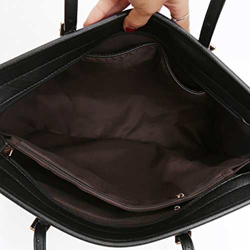 Black Leather Style Large Tote Handbag for Women