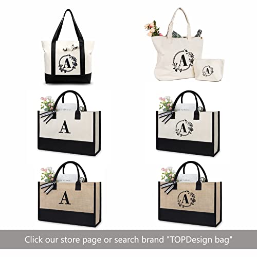Personalized Initial Jute/Canvas Tote Bag - Great Gift