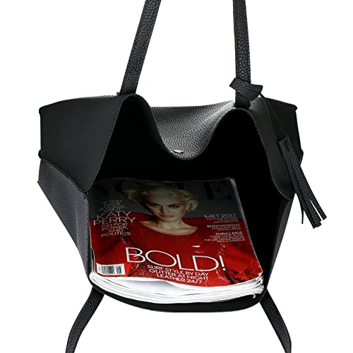 LIRENSHIGE Black PU Leather Designer Handbag