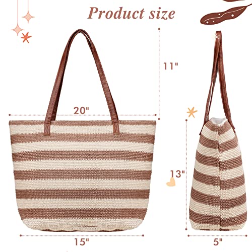 Bohemian Summer Bag for Women - Large Straw Shoulder Tote