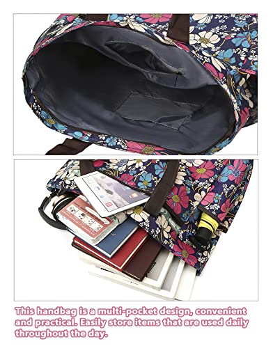 Floral Tote with Multi Pockets for Daily Use