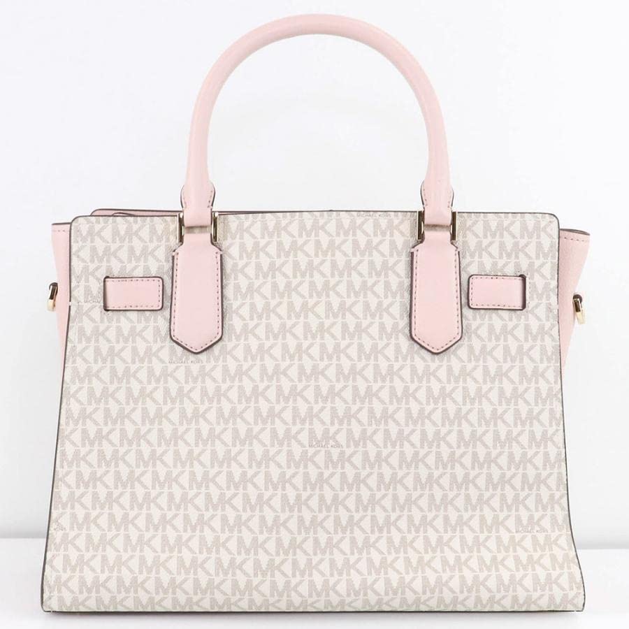 Michael Kors Hamilton MK Signature Pink Satchel Crossbody