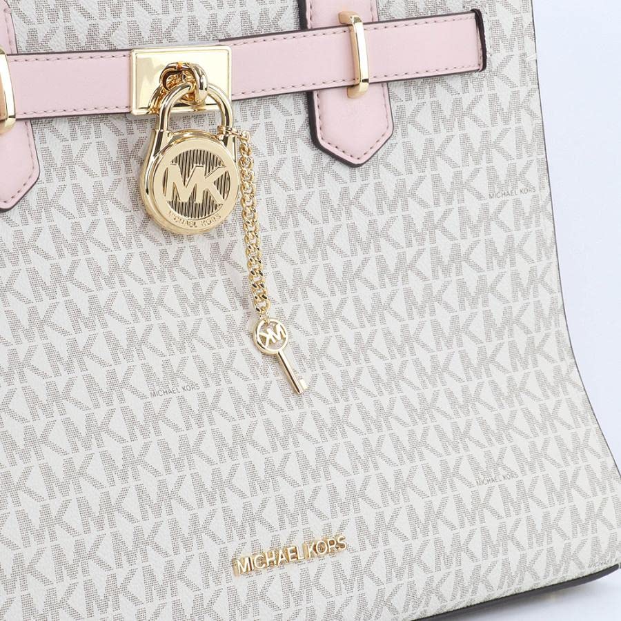 Michael Kors Hamilton MK Signature Pink Satchel Crossbody