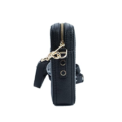 Marc Jacobs Black Leather Crossbody Bag with Gold Hardware