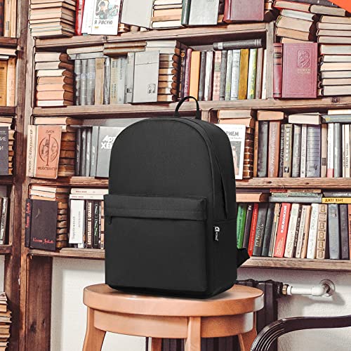 Black School Backpack fits 15.4 Inch Laptop for Men/Women