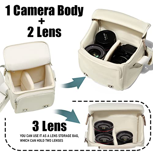 Canvas Leather Trim Compact Camera Bag for Mirrorless Cameras