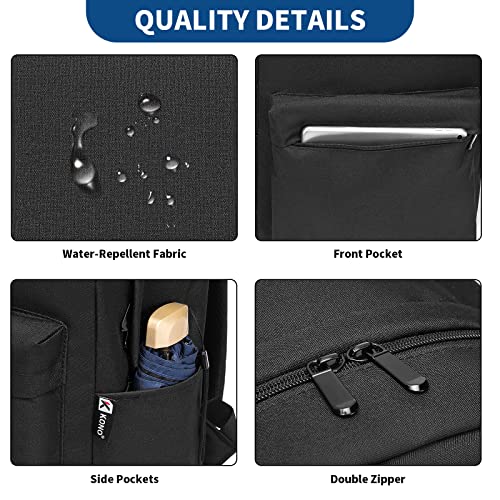 Black School Backpack fits 15.4 Inch Laptop for Men/Women