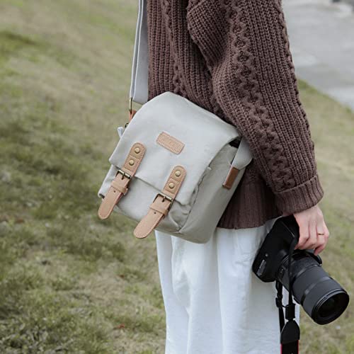 Canvas Leather Trim Compact Camera Bag for Mirrorless Cameras