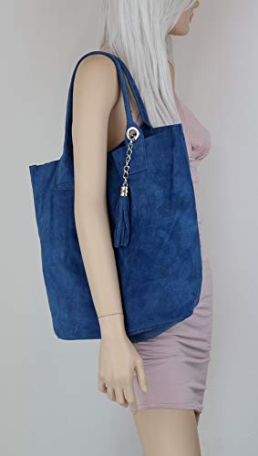 Italian Suede Shoulder Bag in Feminine Tan Color