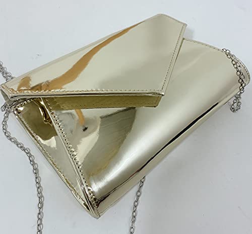 LeahWard Gold Patent Envelope Clutch Designer Handbag