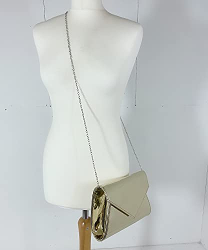 LeahWard Gold Patent Envelope Clutch Designer Handbag