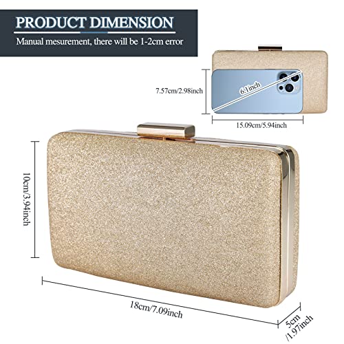 BAIGIO Gold Glitter Evening Clutch Bag