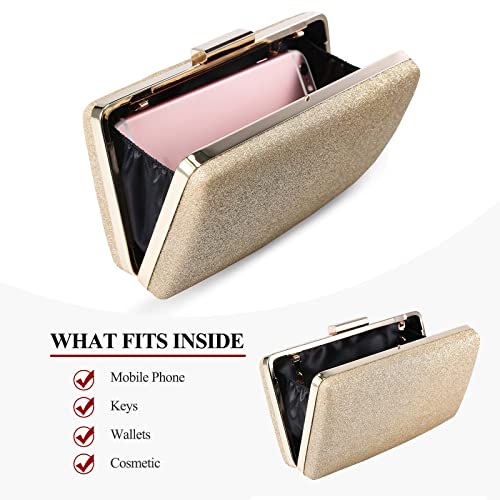 BAIGIO Gold Glitter Evening Clutch Bag