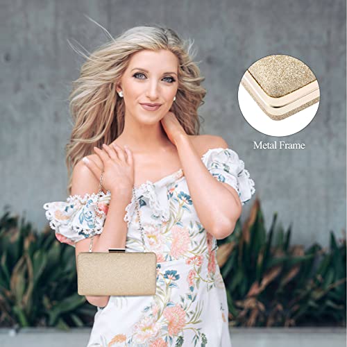 BAIGIO Gold Glitter Evening Clutch Bag