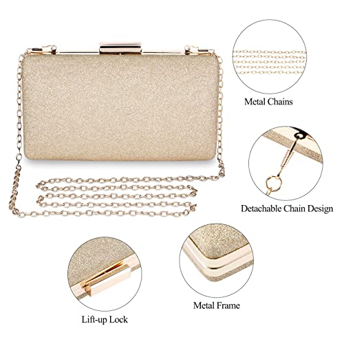 BAIGIO Gold Glitter Evening Clutch Bag