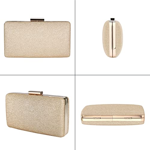 BAIGIO Gold Glitter Evening Clutch Bag