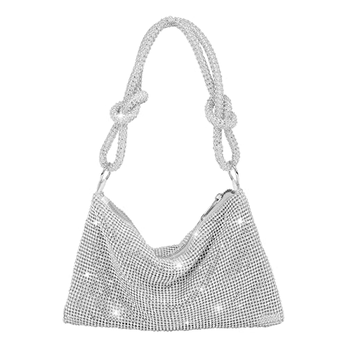 Women's Silver Rhinestone Handbag: Chic Bling for Parties & Weddings