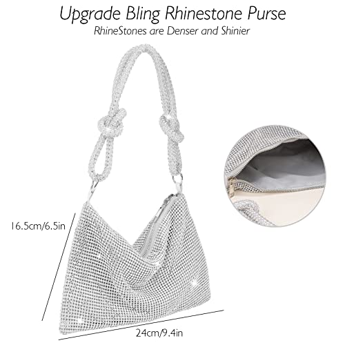 Women's Silver Rhinestone Handbag: Chic Bling for Parties & Weddings