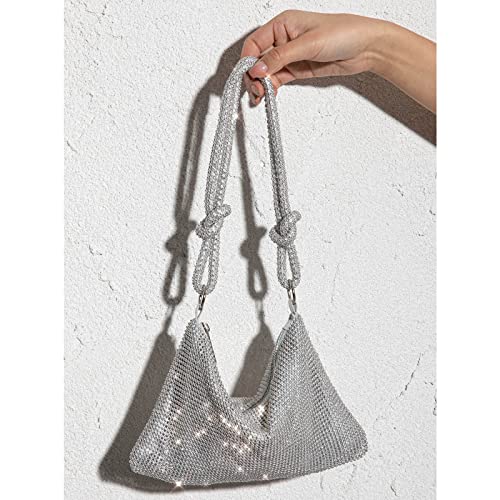 Women's Silver Rhinestone Handbag: Chic Bling for Parties & Weddings