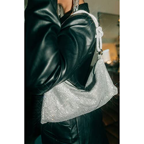 Women's Silver Rhinestone Handbag: Chic Bling for Parties & Weddings