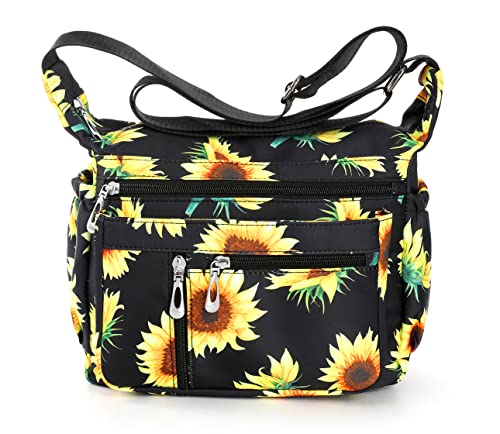 HERCMNOY Women's Sunflower Shoulder Handbag with Multiple Pockets