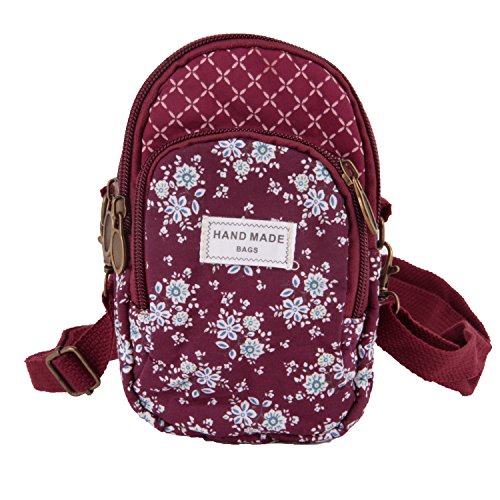 Floral Crossbody Bag: Mobile Phone Shoulder Handbag in Purple