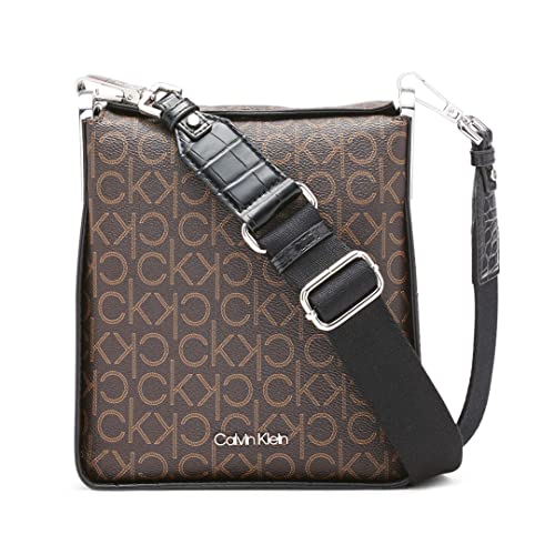 Calvin Klein Women's Fay Crossbody: Brown/Khaki/Black Logo (One Size)