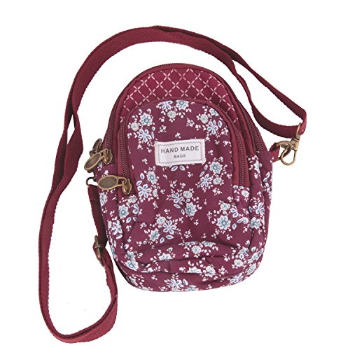 Floral Crossbody Bag: Mobile Phone Shoulder Handbag in Purple