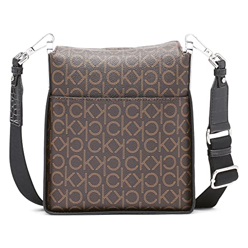 Calvin Klein Women's Fay Crossbody: Brown/Khaki/Black Logo (One Size)