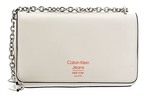 Calvin Klein Flap Conv25 Designer Handbag, Eggshell