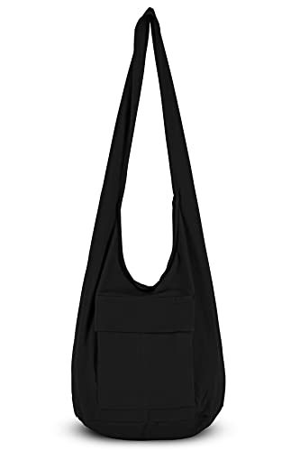Handmade Cotton Black Boho Purses and Handbags for Unisex