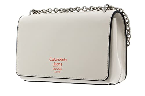 Calvin Klein Flap Conv25 Designer Handbag, Eggshell