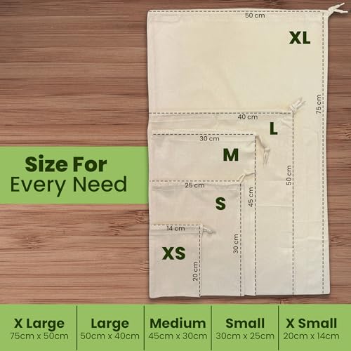 Bronta Mill Plain 100% Cotton Drawstring Bag - Beige
