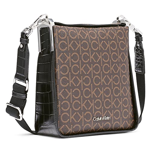 Calvin Klein Women's Fay Crossbody: Brown/Khaki/Black Logo (One Size)
