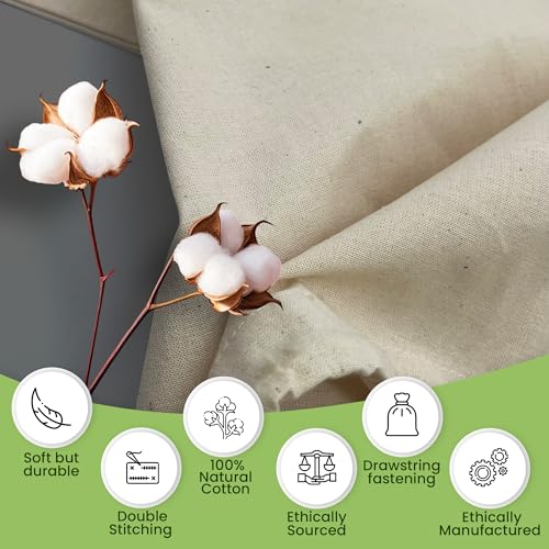 Bronta Mill Plain 100% Cotton Drawstring Bag - Beige