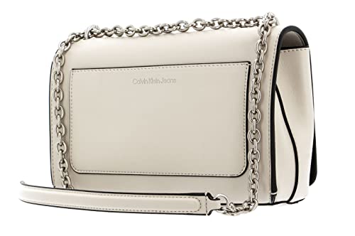 Calvin Klein Flap Conv25 Designer Handbag, Eggshell