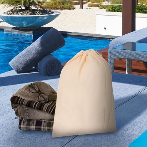 Bronta Mill Plain 100% Cotton Drawstring Bag - Beige
