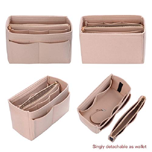 Felt Bag Organizer with Zipper for Handbags & Totes