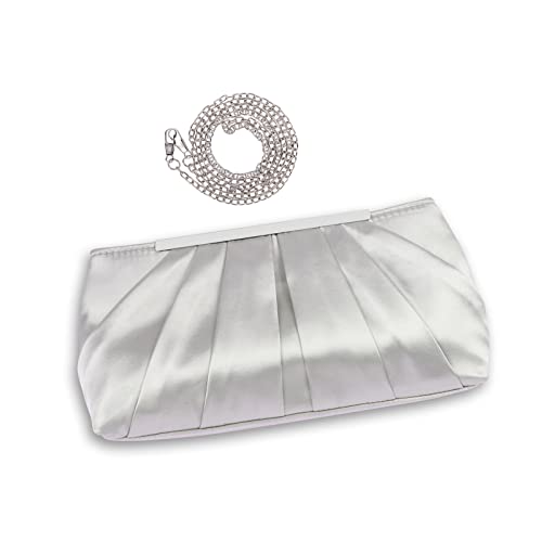 Elegant Silver Satin Clutch Bag for Prom, Wedding