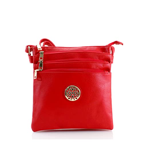 Woodland Leather Crossbody Bag - Red with Golden Detail