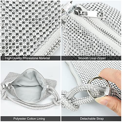 Silver Rhinestone Clutch: Elegant Diamante Women's Handbag