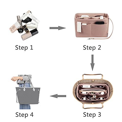 Felt Bag Organizer with Zipper for Handbags & Totes
