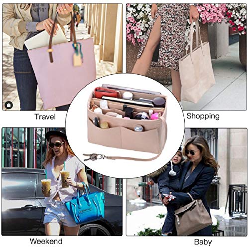 Felt Bag Organizer with Zipper for Handbags & Totes